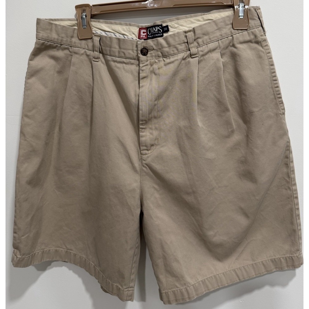 Chaps Mens Khaki Chino Shorts Size 38 Tan 100% Cotton